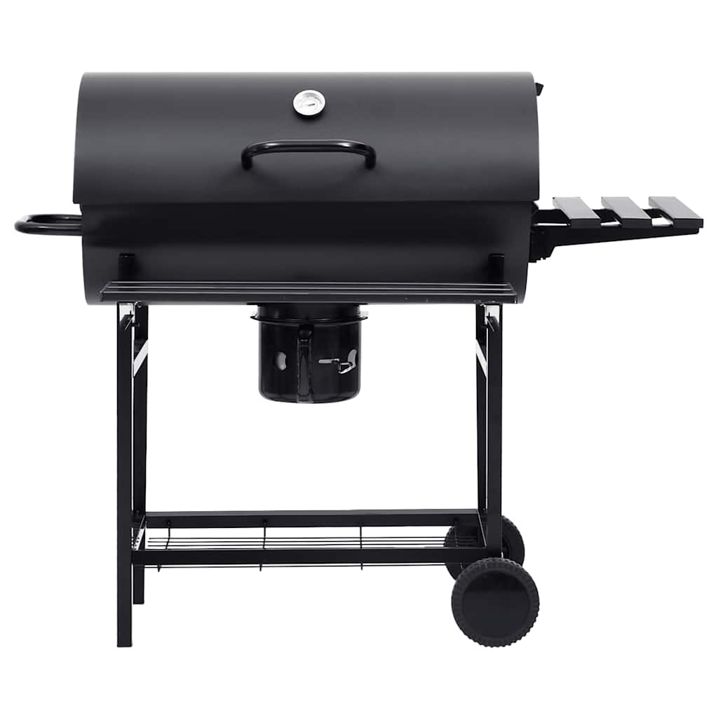 Grillwagen Mit Rädern Und Ablagen Schwarz Stahl 115X85X95 Cm Hellgrau