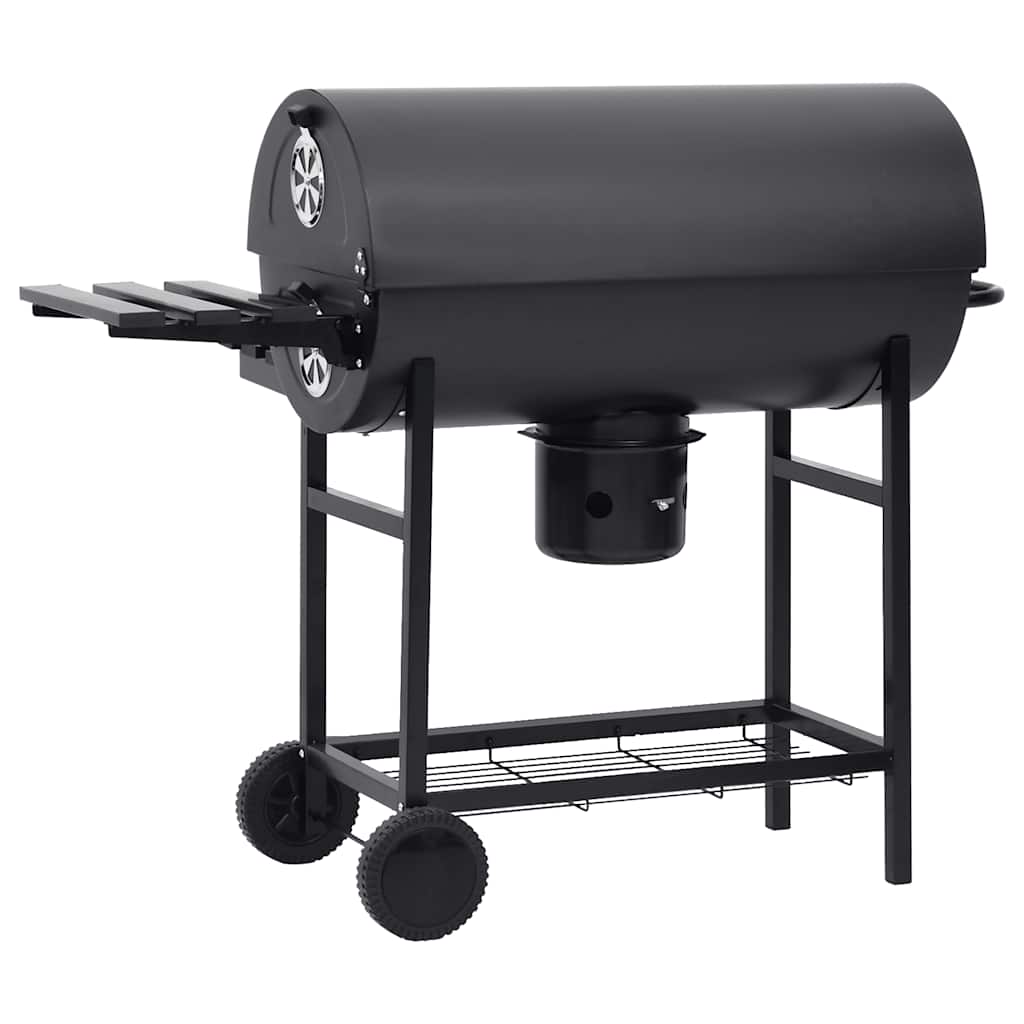 Grillwagen Mit Rädern Und Ablagen Schwarz Stahl 115X85X95 Cm Hellgrau