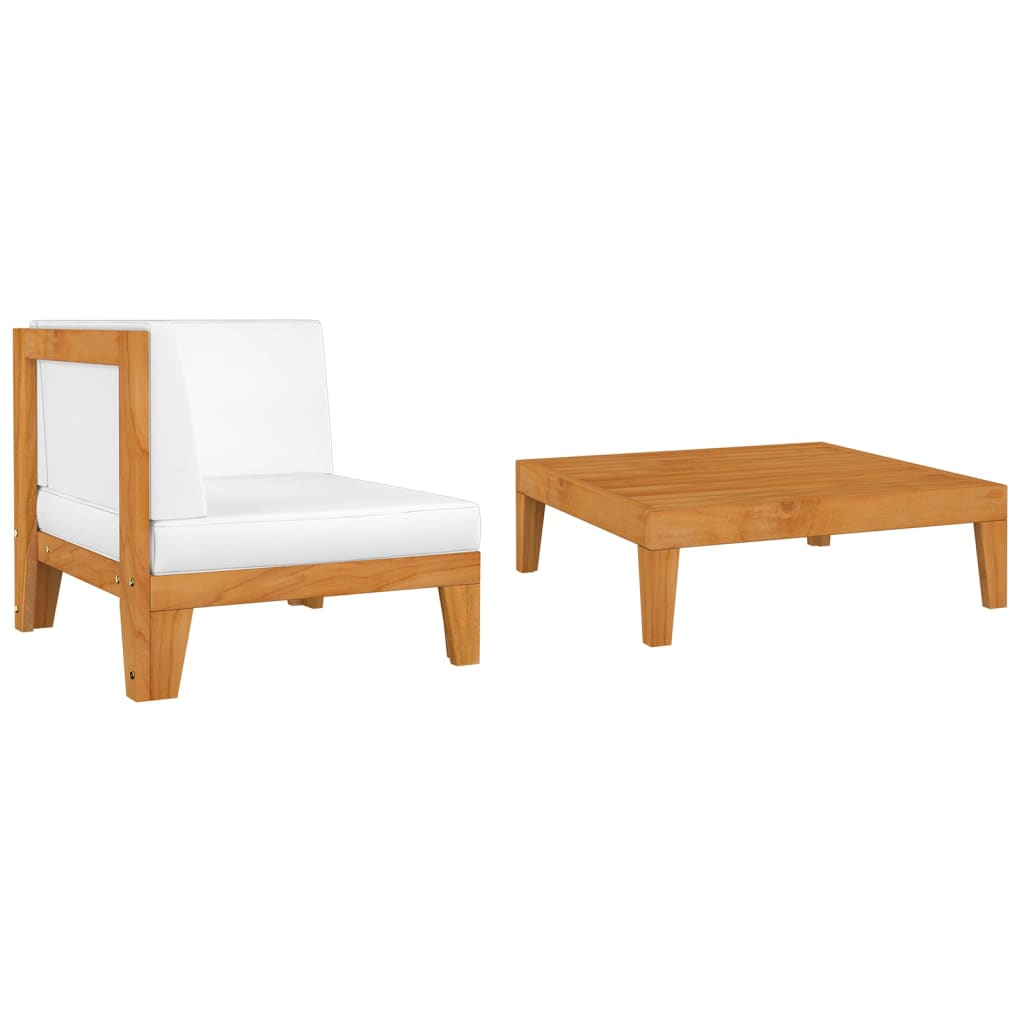 2-Tlg. Garten-Lounge-Set Mit Auflagen Massivholz Akazie