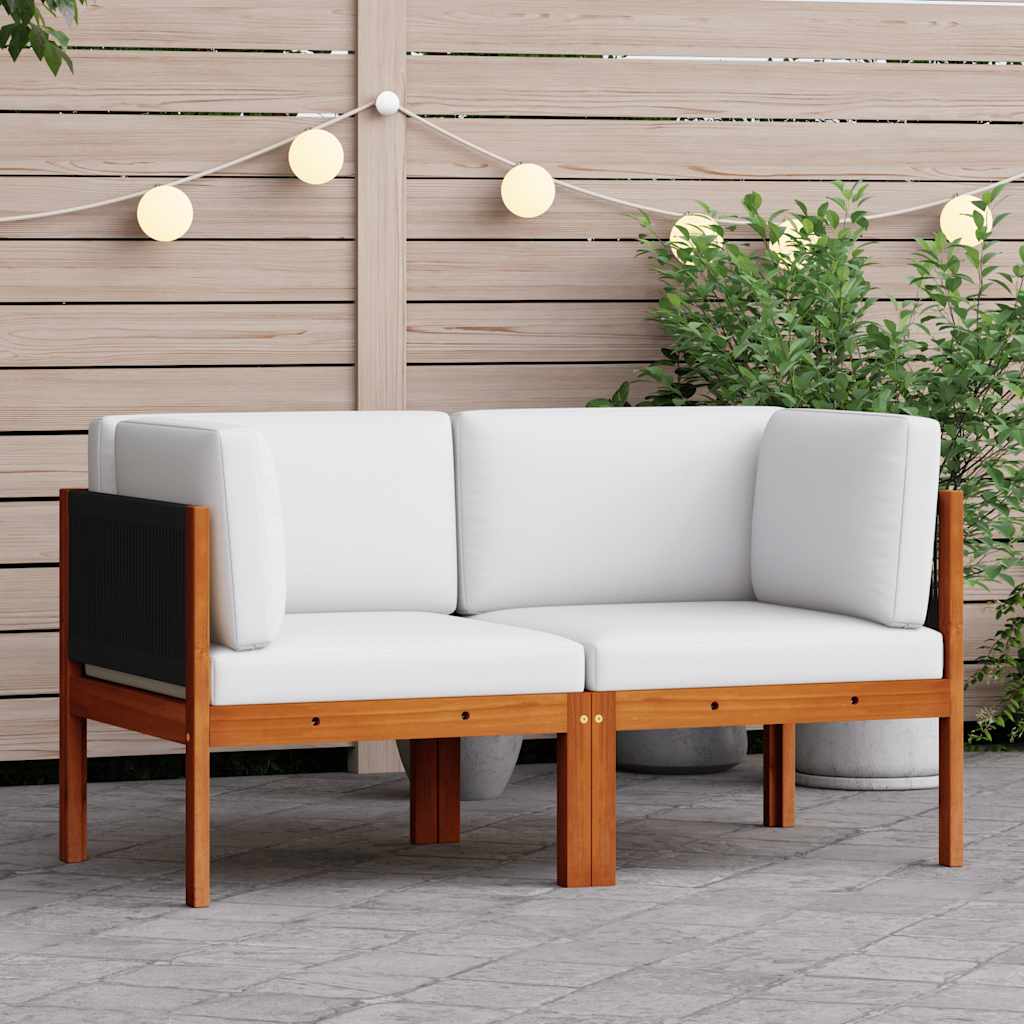 3-Tlg. Garten-Lounge-Set Mit Kissen Holz Akazie & Seil