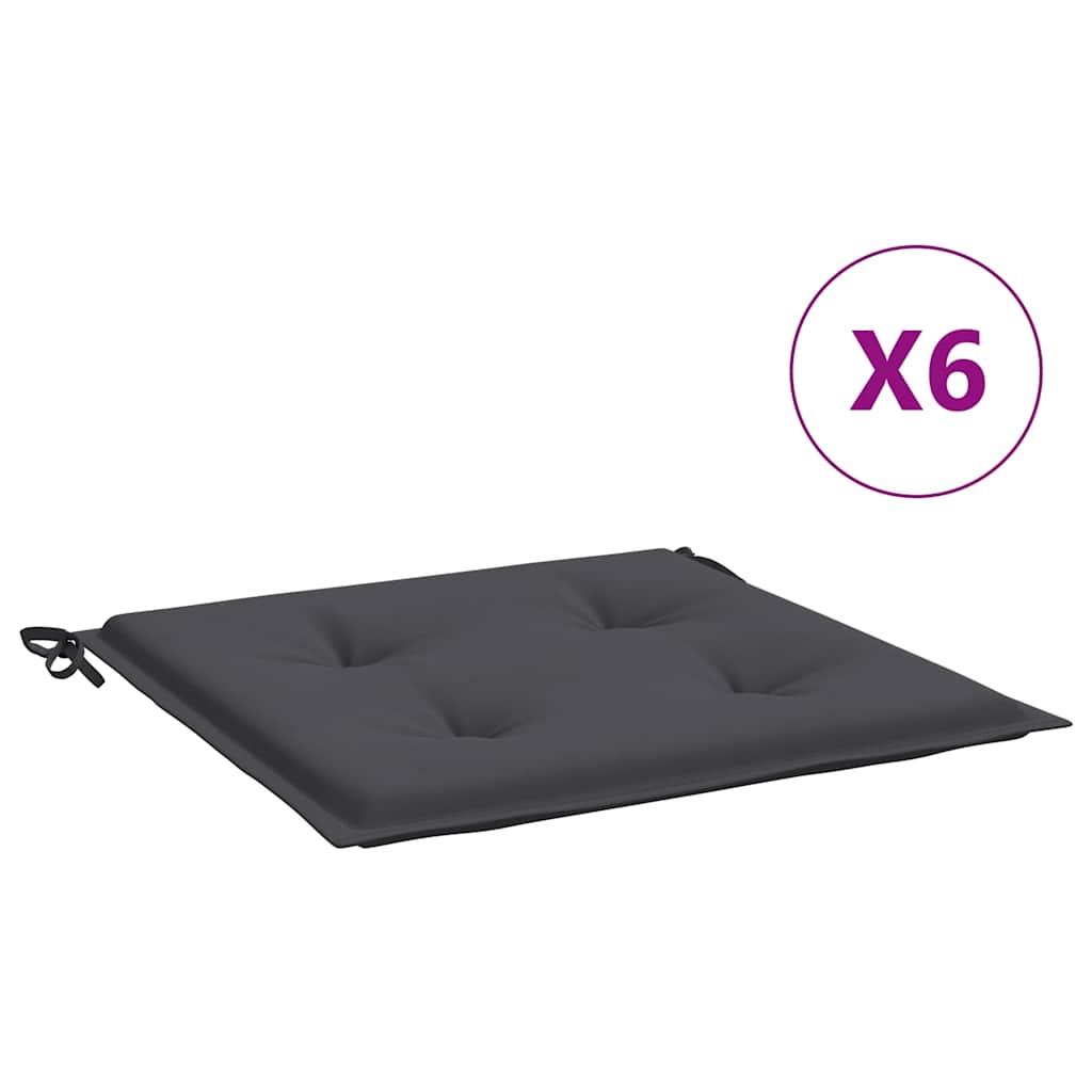 Gartenstuhl-Kissen 6 Stk. 40X40X3 Cm Oxford-Gewebe Anthrazit