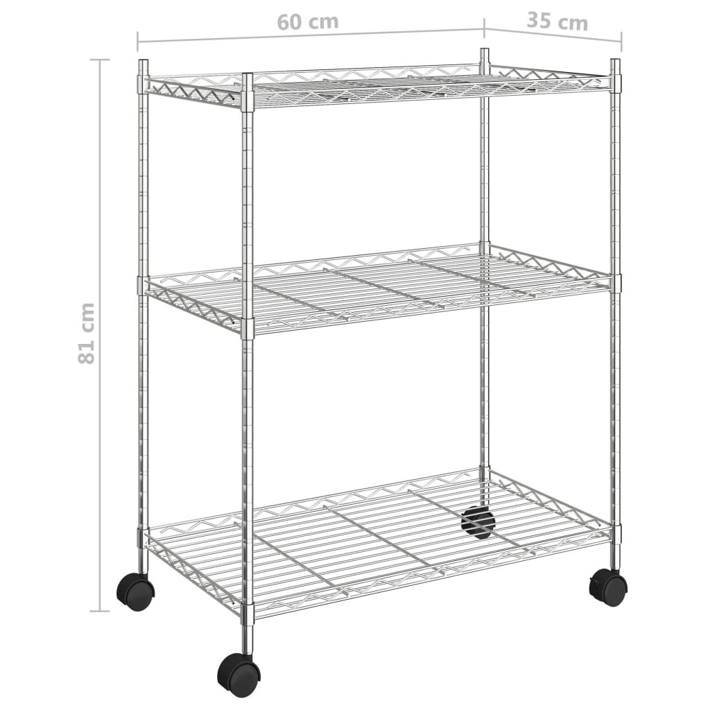 Lagerregal Mit 3 Böden Und Rollen Vert 150 Kg Chrom