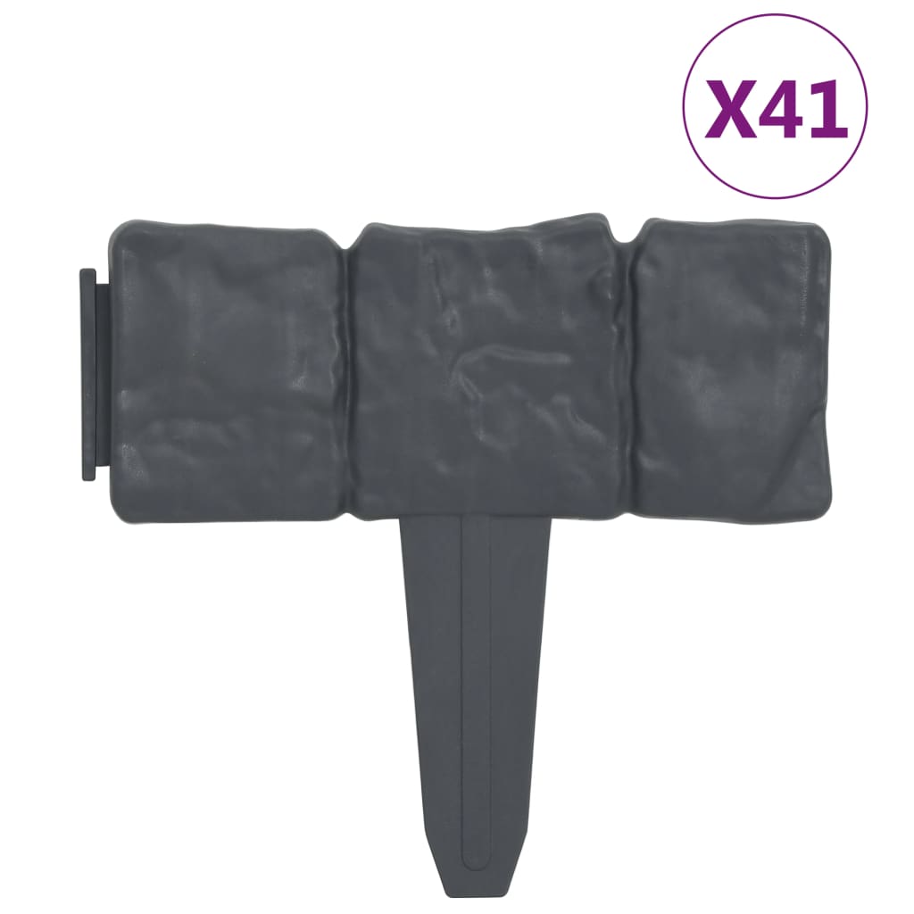 Rasenkante Steinoptik 41 Stk. Kunststoff 10 M