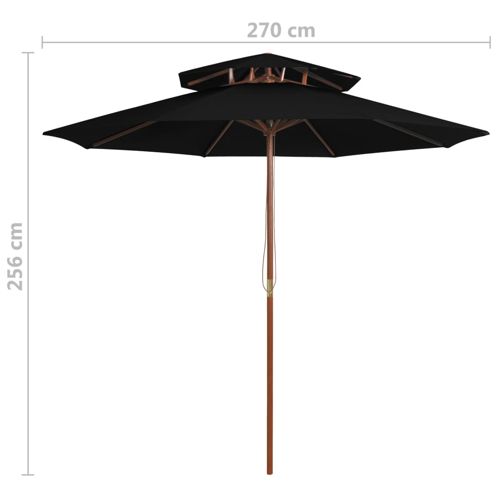 Sonnenschirm Mit Doppeldach Und Holz-Mast 270 Cm