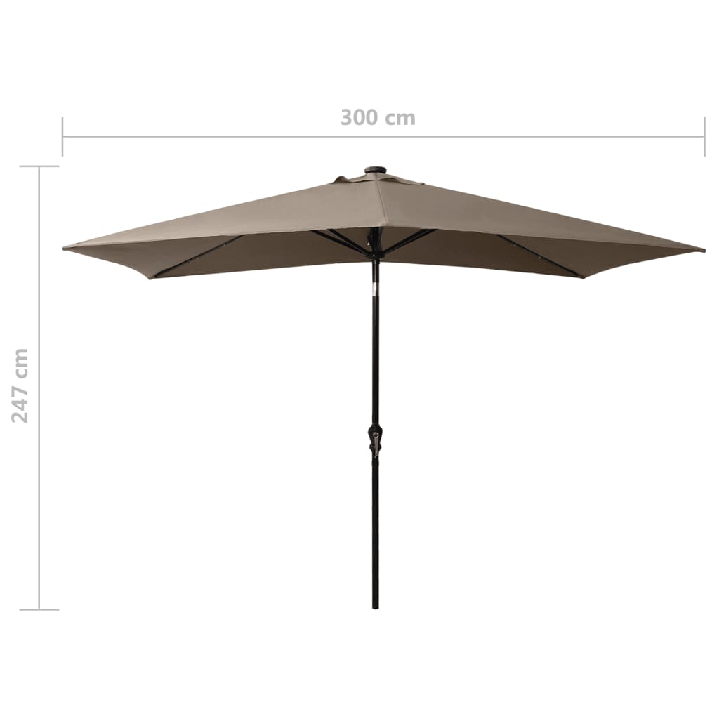 Sonnenschirm Mit Leds Und Stahl-Mast 2X3 M