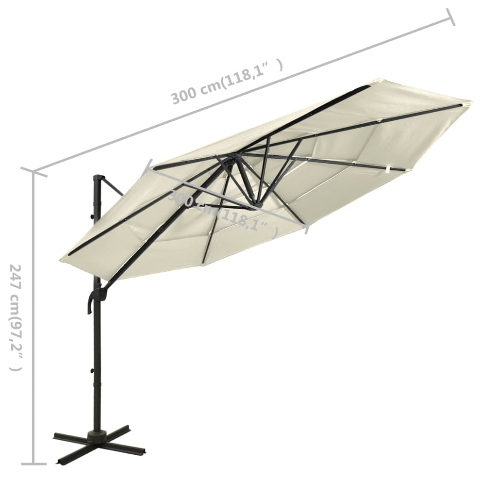Sonnenschirm Mit Aluminium-Mast 4-Lagig N 3X3 M