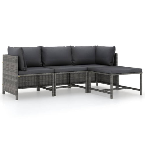 4-Tlg. Garten-Lounge-Set Mit Kissen Poly Rattan