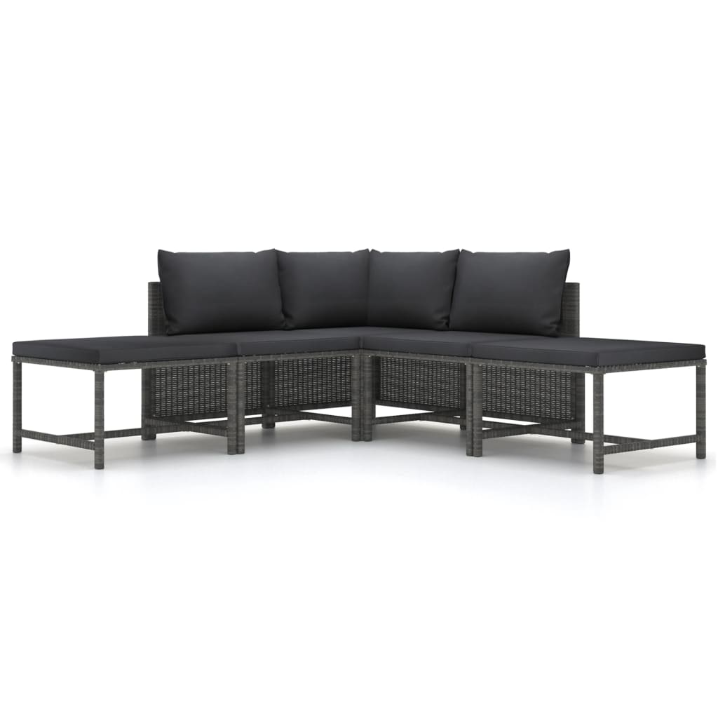4-Tlg. Garten-Lounge-Set Mit Kissen Poly Rattan