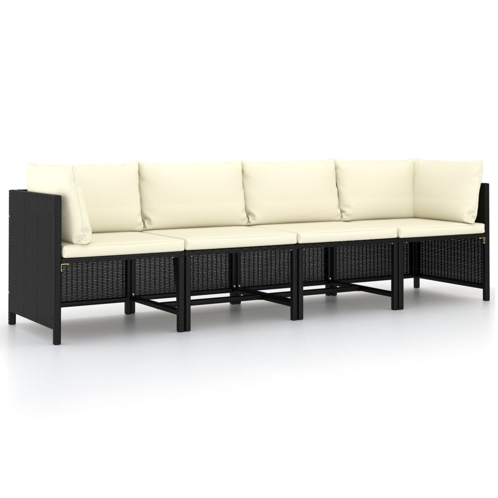 4-Tlg. Garten-Lounge-Set Mit Kissen Poly Rattan