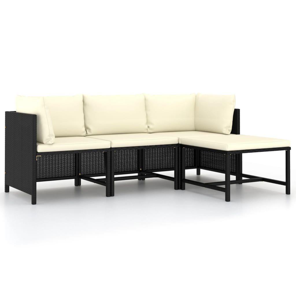 4-Tlg. Garten-Lounge-Set Mit Kissen Poly Rattan