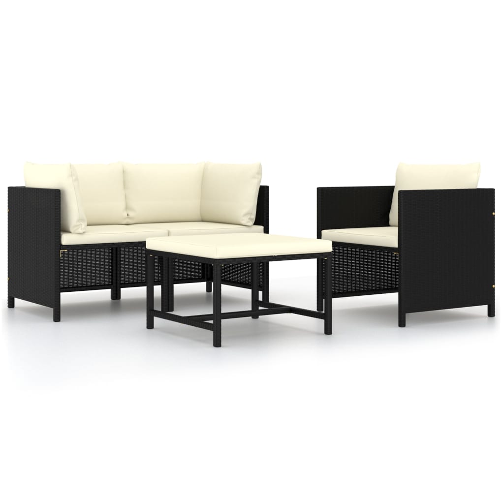 4-Tlg. Garten-Lounge-Set Mit Kissen Poly Rattan