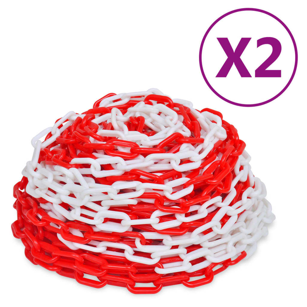 Absperrketten 2 Stk. Rot Und Weiß Kunststoff 30 M