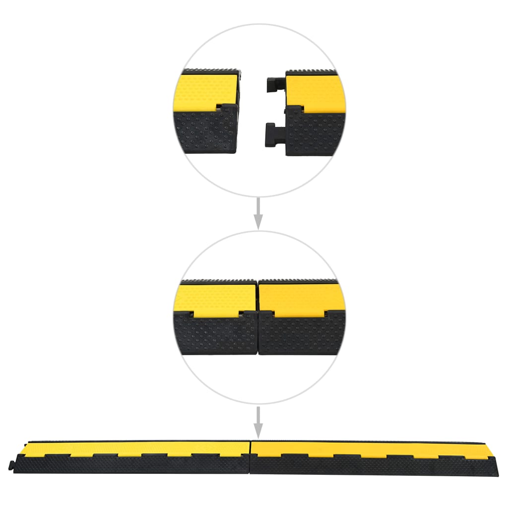 Kabelbrücken Überfahrschutz 2 Stk. 2 Kanäle Gummi 101,5 Cm