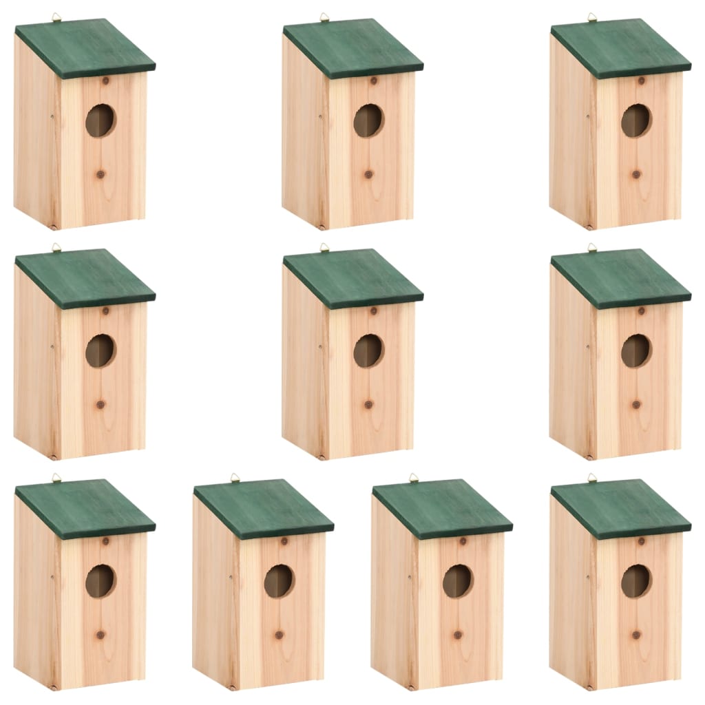 Vogelhäuser 10 Stk. Tanne Massivholz 12X12X22 Cm