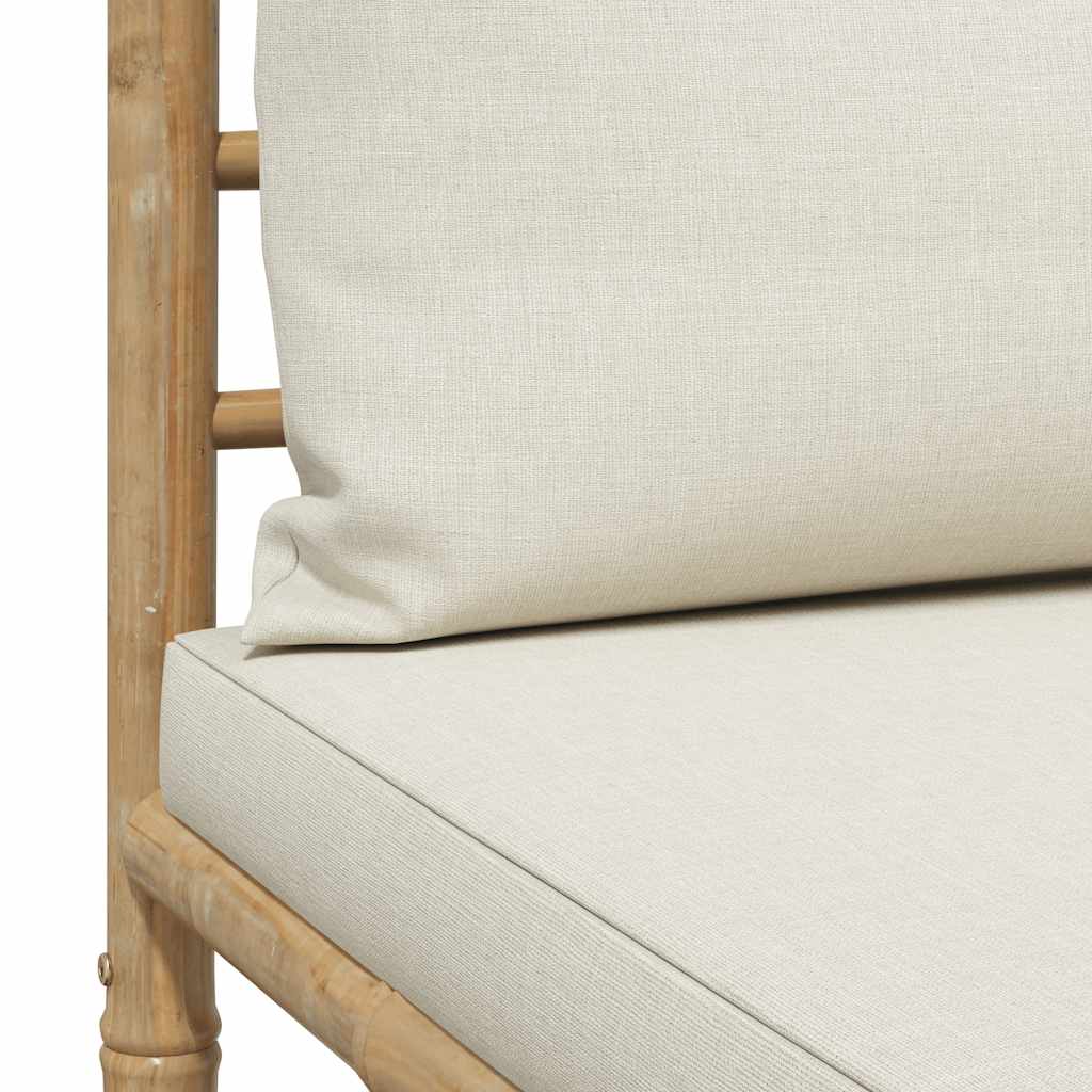 2-Tlg. Garten-Lounge-Set Mit Kissen Creme Bambus