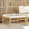 2-Tlg. Garten-Lounge-Set Mit Kissen Creme Bambus