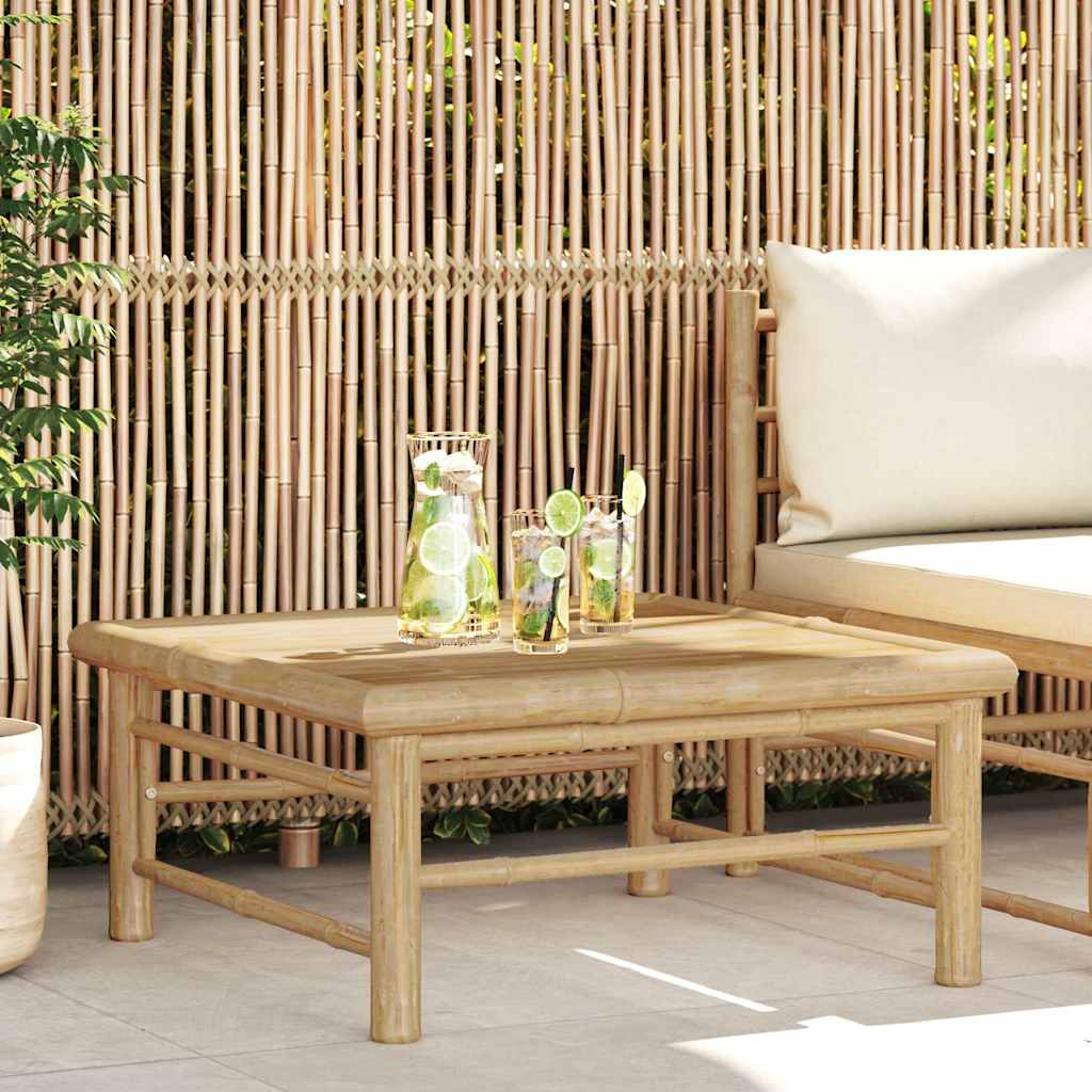 2-Tlg. Garten-Lounge-Set Mit Kissen Creme Bambus