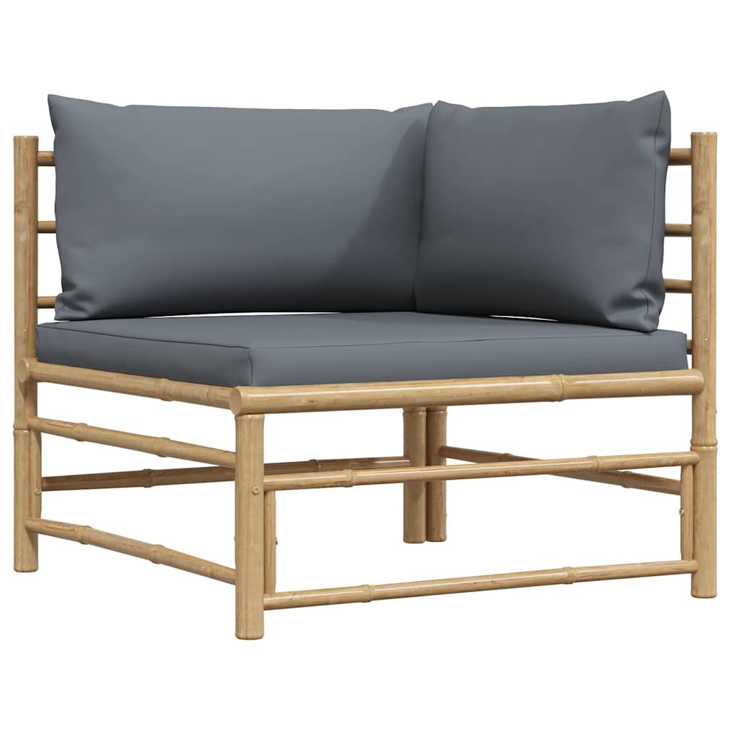 2-Tlg. Garten-Lounge-Set Mit Kissen Creme Bambus