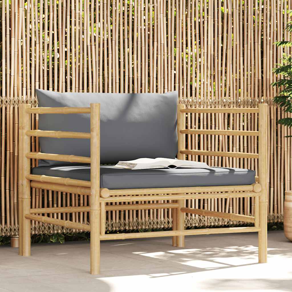 2-Tlg. Garten-Lounge-Set Mit Kissen Creme Bambus