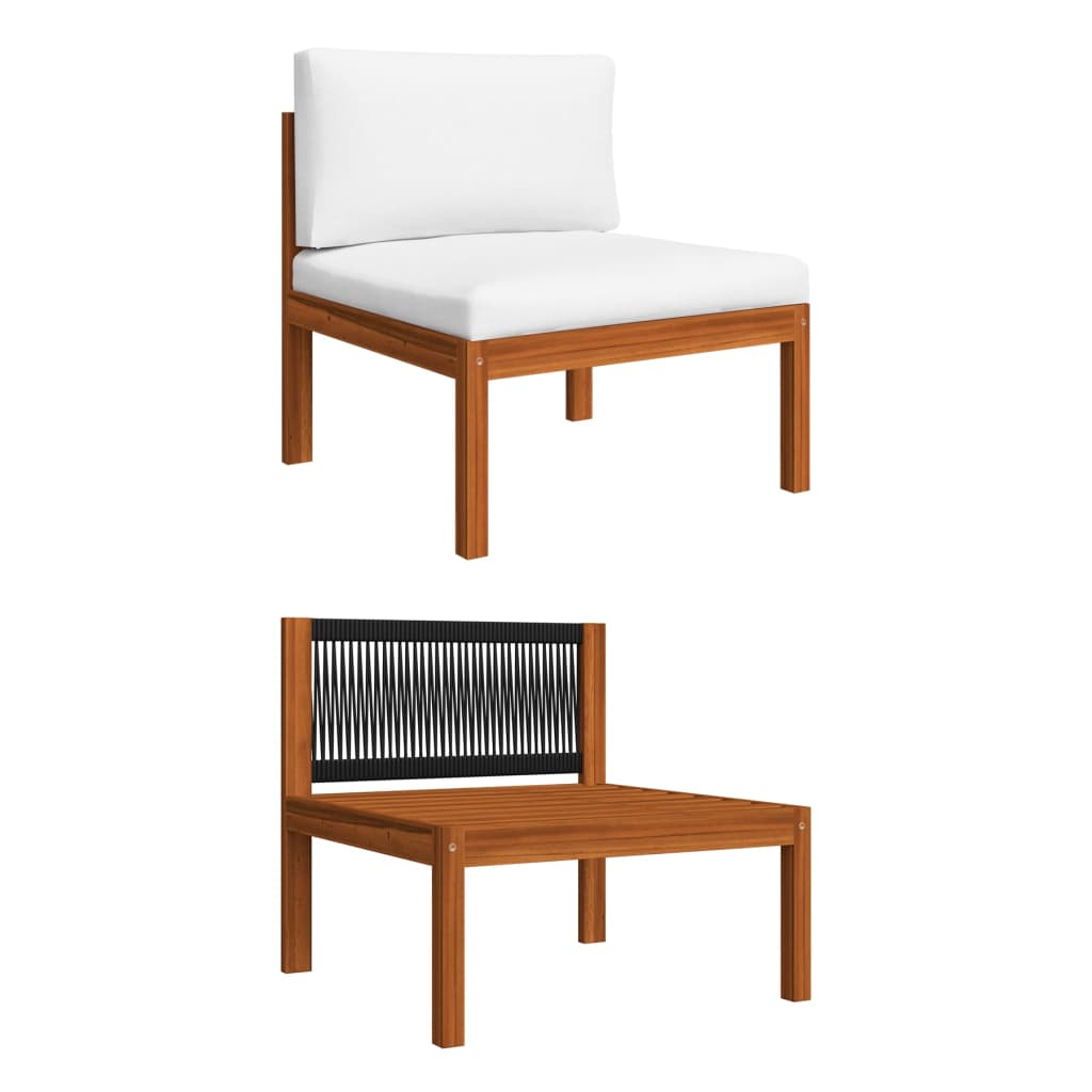 3-Tlg. Garten-Lounge-Set Mit Kissen Holz Akazie & Seil