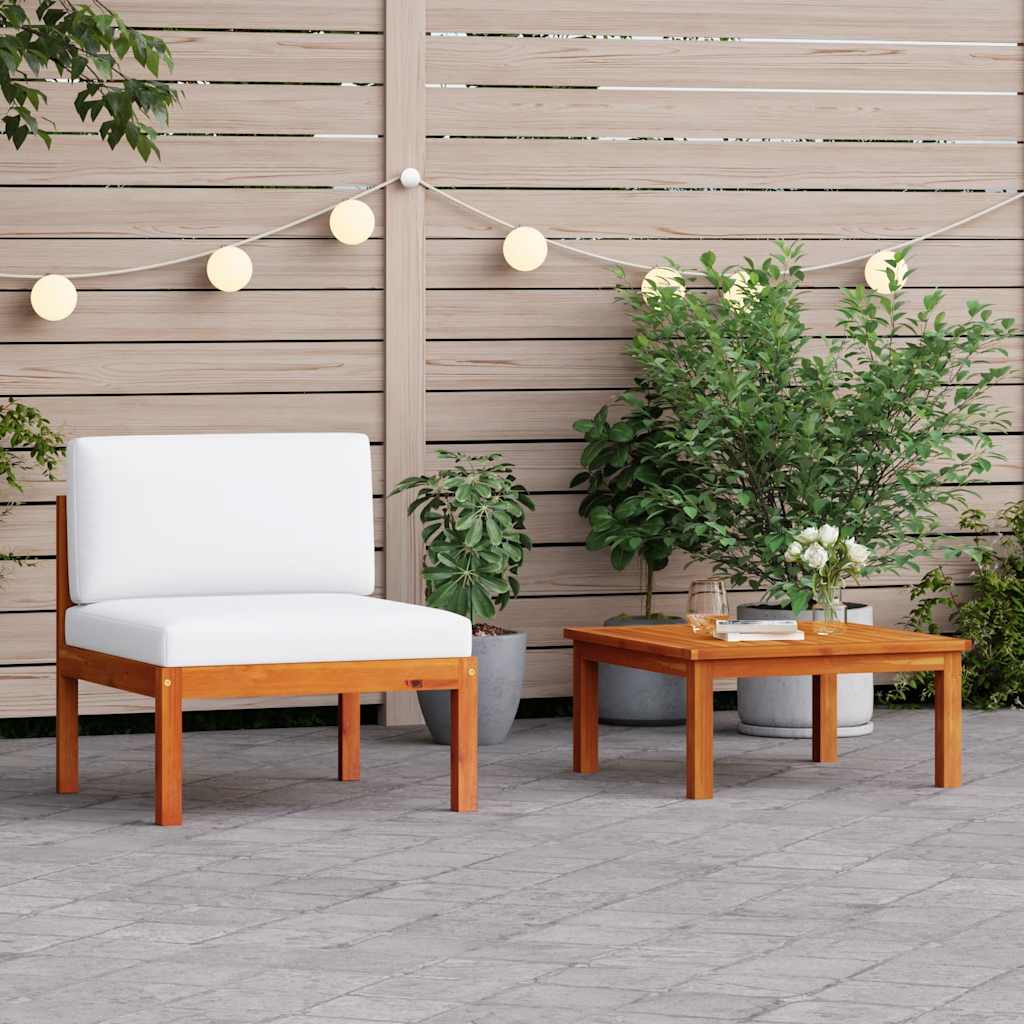 3-Tlg. Garten-Lounge-Set Mit Kissen Holz Akazie & Seil
