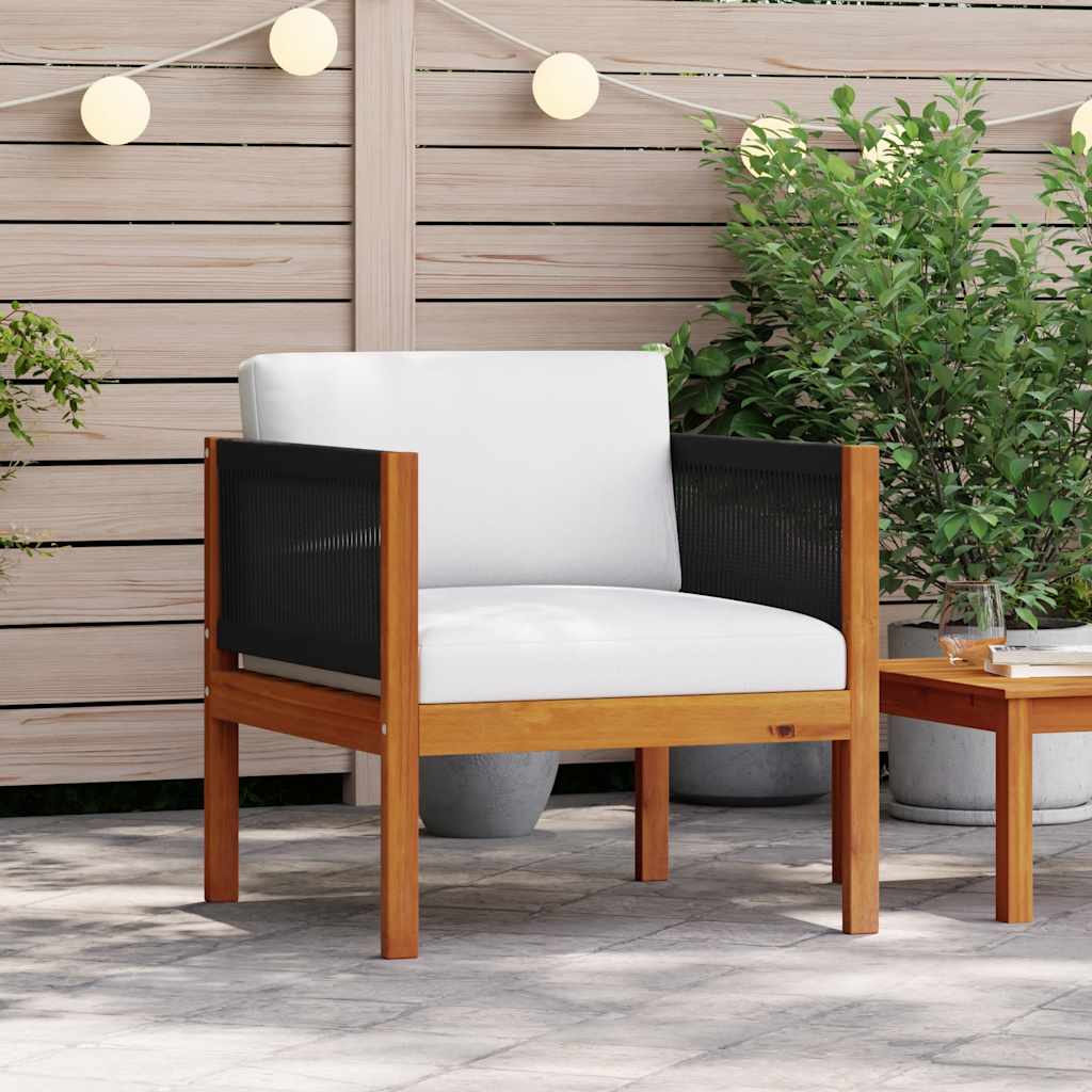 3-Tlg. Garten-Lounge-Set Mit Kissen Holz Akazie & Seil