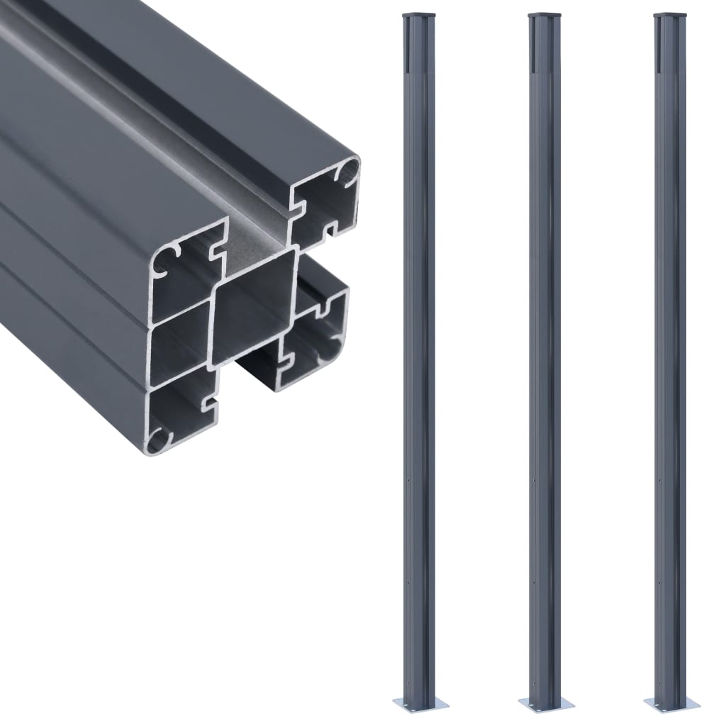Zaunpfosten 3 Stk. Aluminium 185 Cm