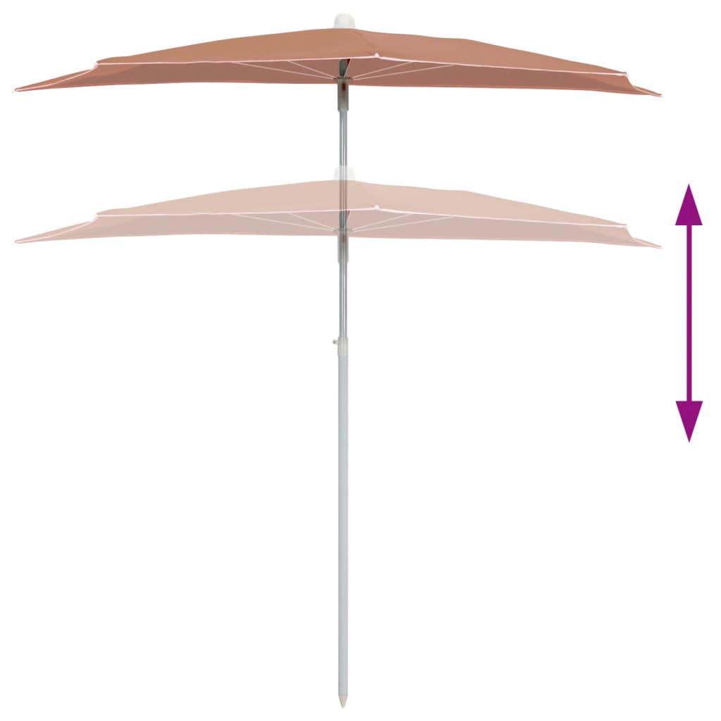 Halb-Sonnenschirm Mit Mast 180X90 Cm Rot