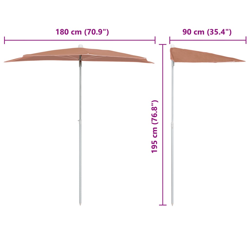 Halb-Sonnenschirm Mit Mast 180X90 Cm Rot