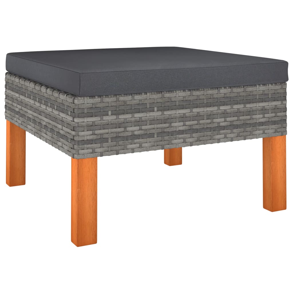 3-Tlg. Garten-Lounge-Set Poly Rattan Und Massivholz Eukalyptus