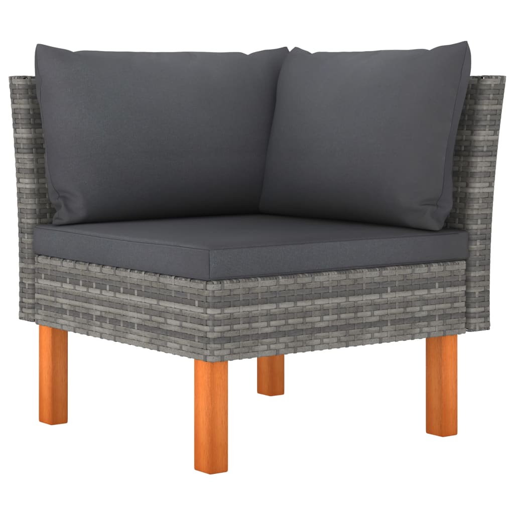 3-Tlg. Garten-Lounge-Set Poly Rattan Und Massivholz Eukalyptus
