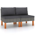 3-Tlg. Garten-Lounge-Set Poly Rattan Und Massivholz Eukalyptus