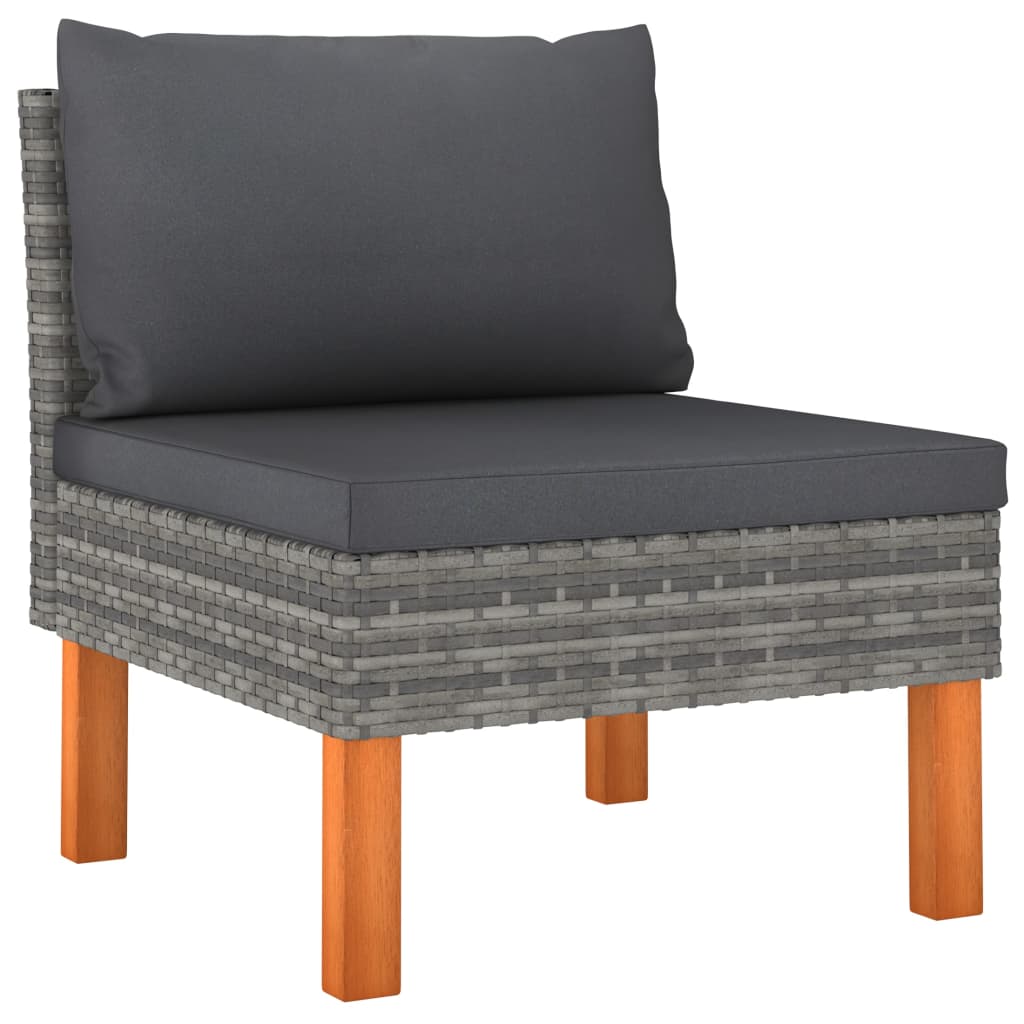 3-Tlg. Garten-Lounge-Set Poly Rattan Und Massivholz Eukalyptus