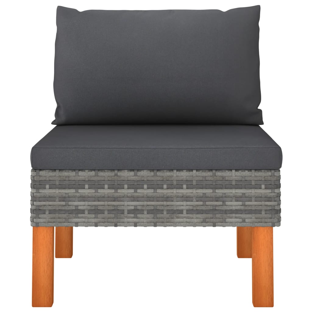 3-Tlg. Garten-Lounge-Set Poly Rattan Und Massivholz Eukalyptus