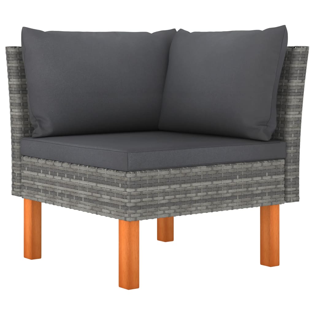 3-Tlg. Garten-Lounge-Set Poly Rattan Und Massivholz Eukalyptus