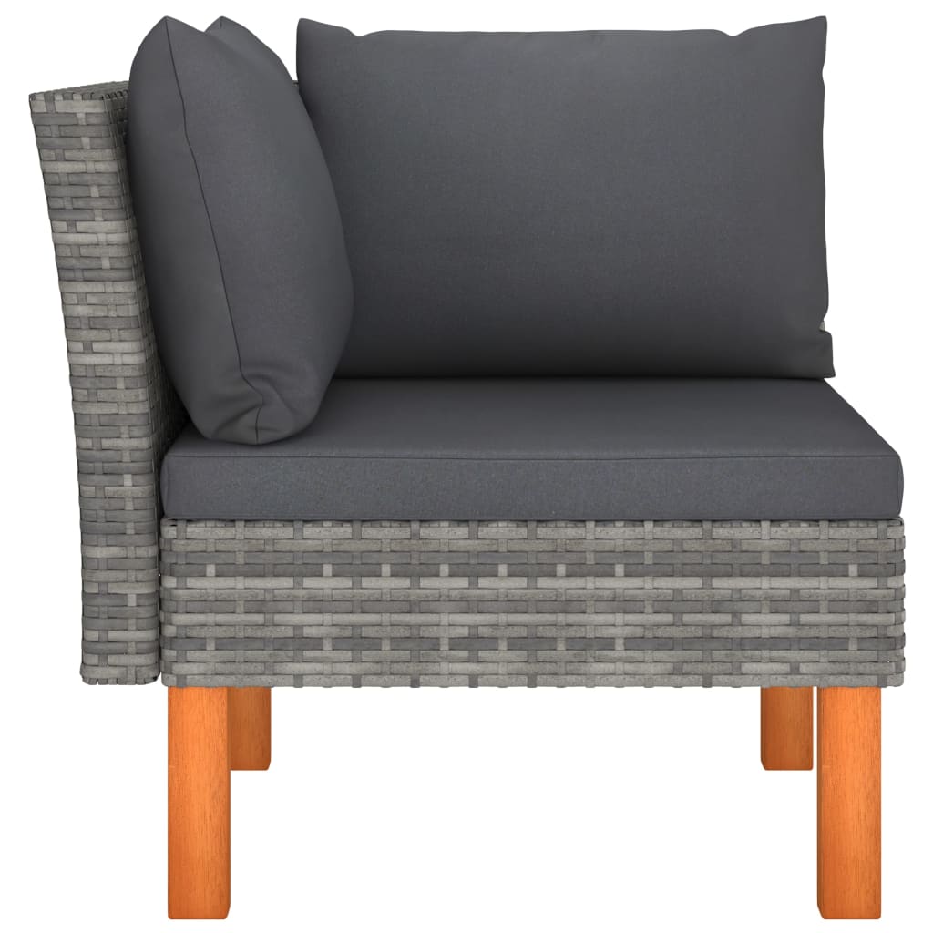3-Tlg. Garten-Lounge-Set Poly Rattan Und Massivholz Eukalyptus