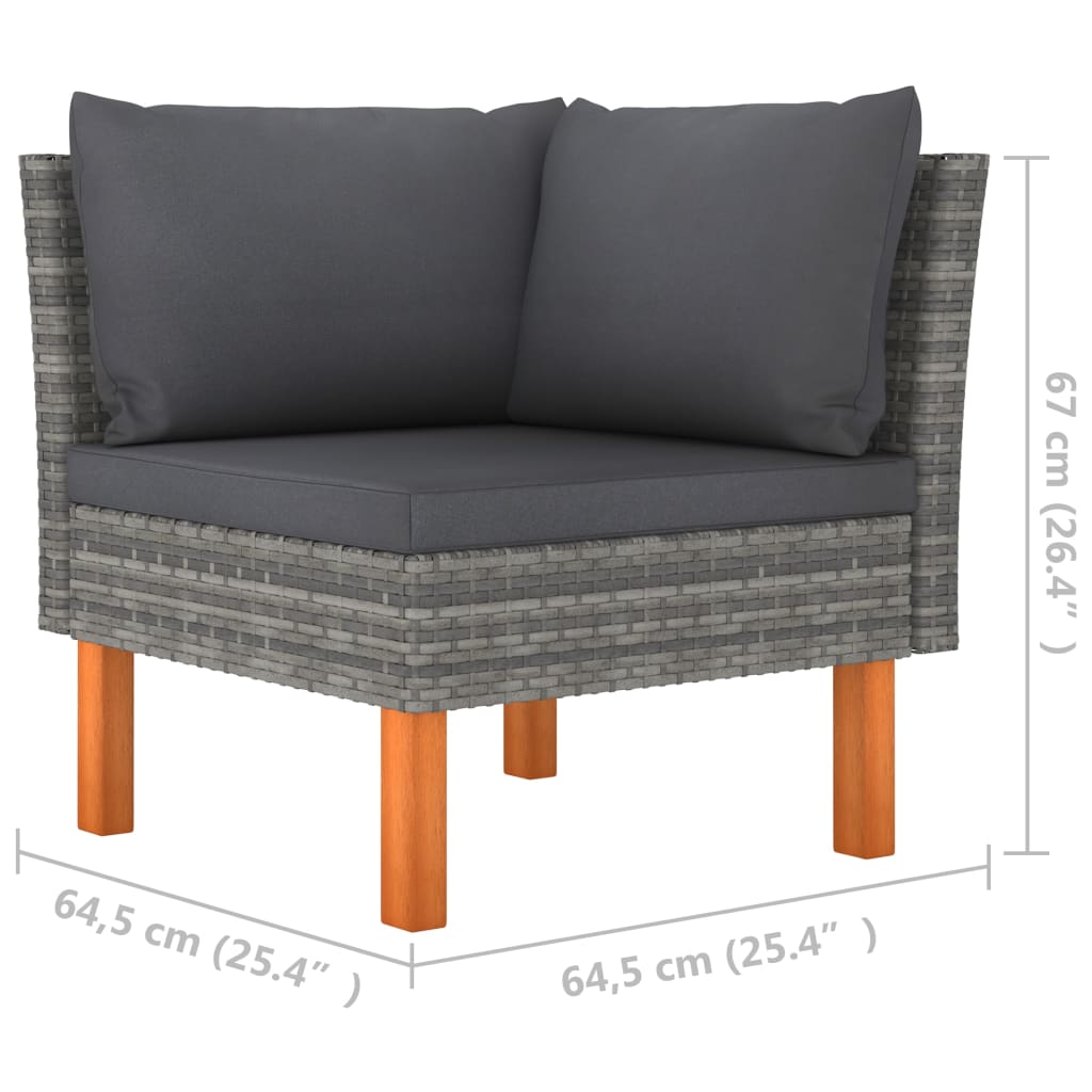 3-Tlg. Garten-Lounge-Set Poly Rattan Und Massivholz Eukalyptus