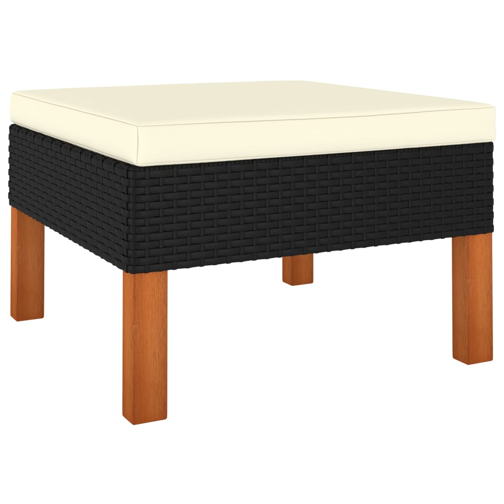 3-Tlg. Garten-Lounge-Set Poly Rattan Und Massivholz Eukalyptus