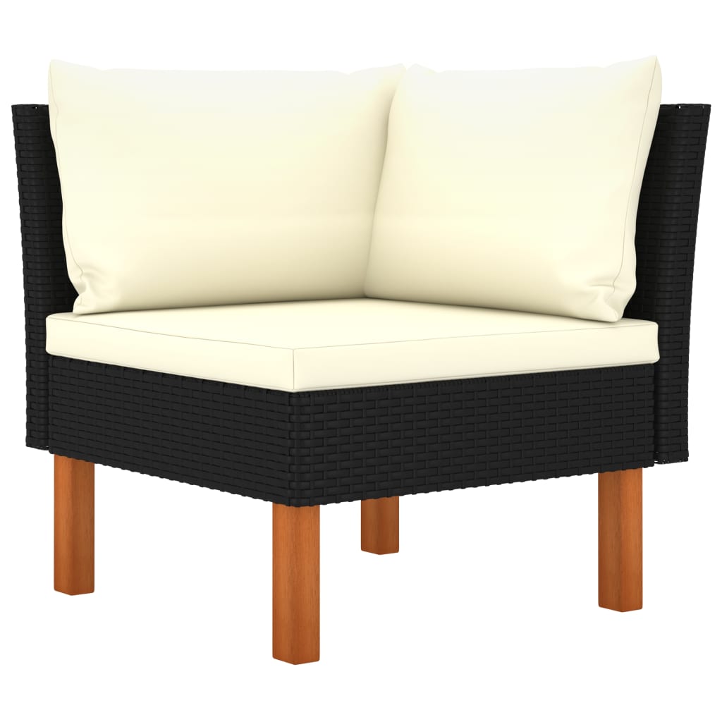 3-Tlg. Garten-Lounge-Set Poly Rattan Und Massivholz Eukalyptus