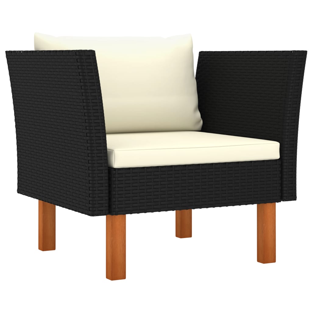 3-Tlg. Garten-Lounge-Set Poly Rattan Und Massivholz Eukalyptus