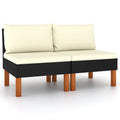 3-Tlg. Garten-Lounge-Set Poly Rattan Und Massivholz Eukalyptus