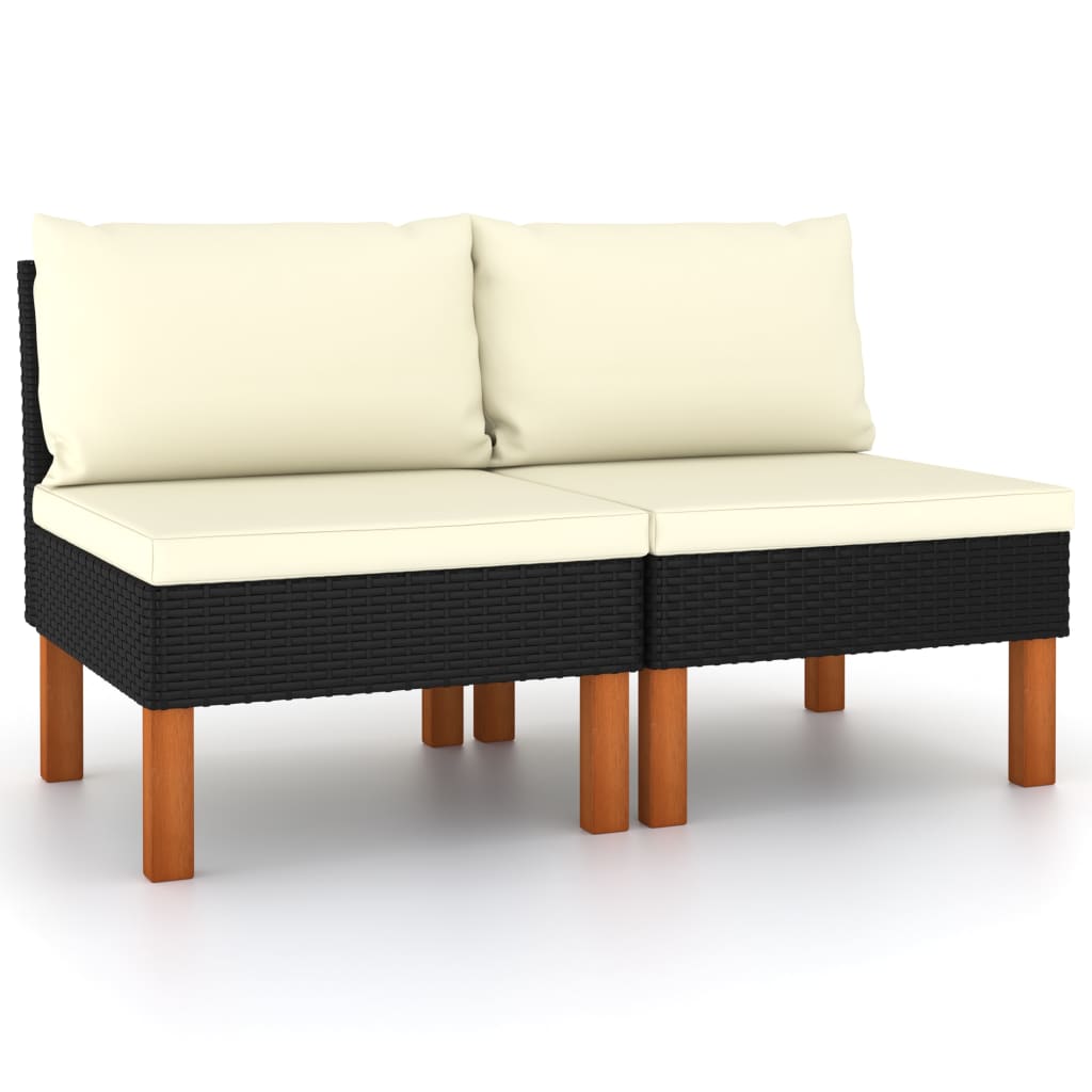 3-Tlg. Garten-Lounge-Set Poly Rattan Und Massivholz Eukalyptus