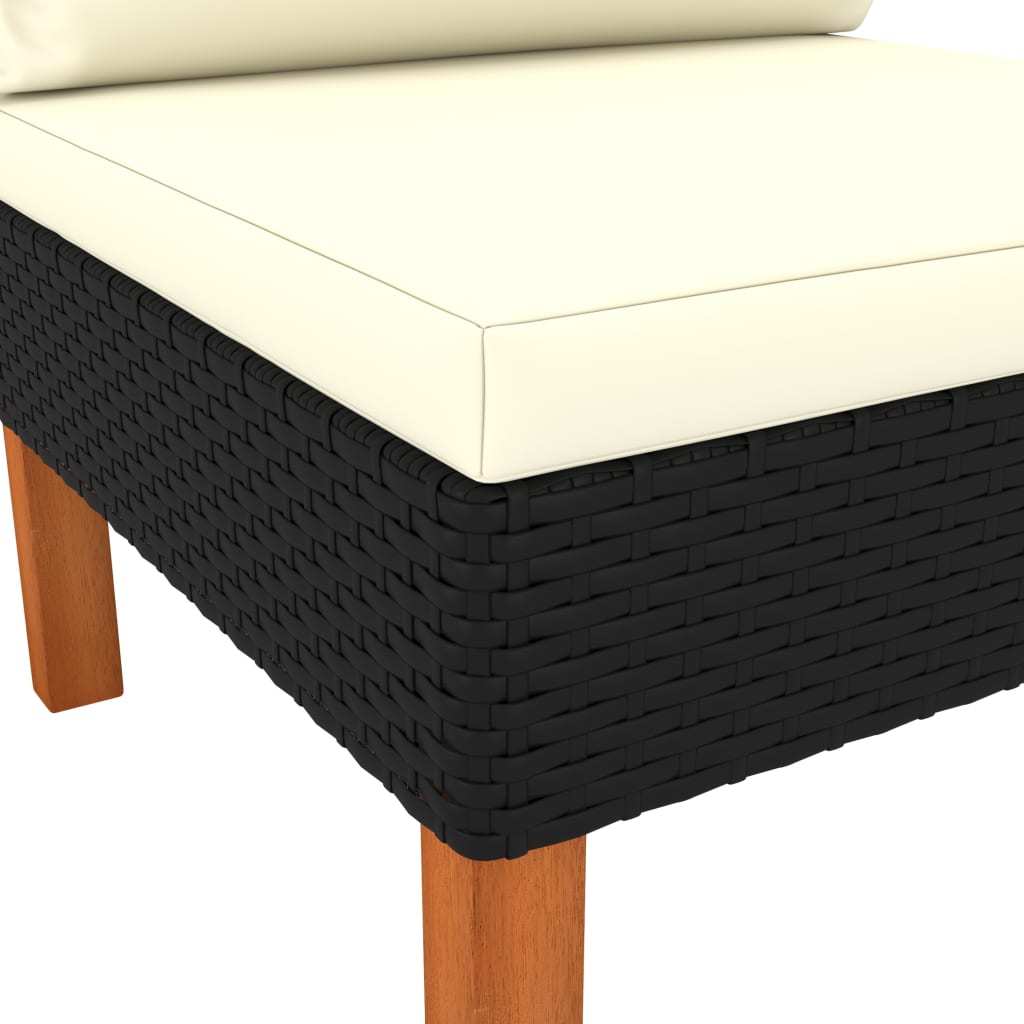 3-Tlg. Garten-Lounge-Set Poly Rattan Und Eukalyptus Massivholz Schwarz