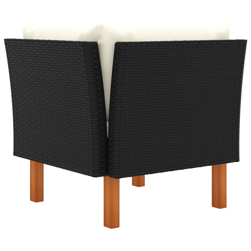 3-Tlg. Garten-Lounge-Set Poly Rattan Und Eukalyptus Massivholz Schwarz