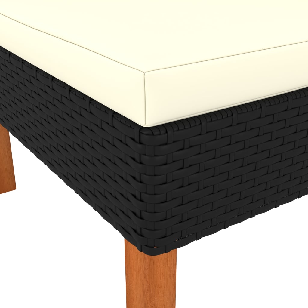 3-Tlg. Garten-Lounge-Set Poly Rattan Und Eukalyptus Massivholz Schwarz