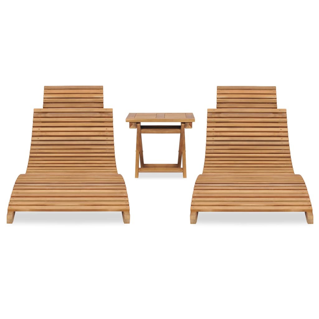 3-Tlg. Garten-Lounge-Set Klappbar Massivholz Teak