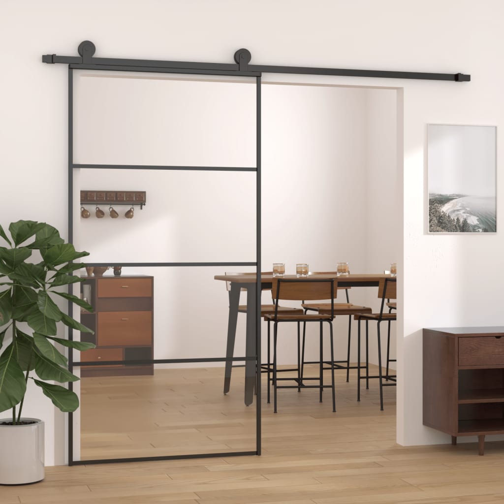 Schiebetür Aluminium Und Esg Glas Schwarz