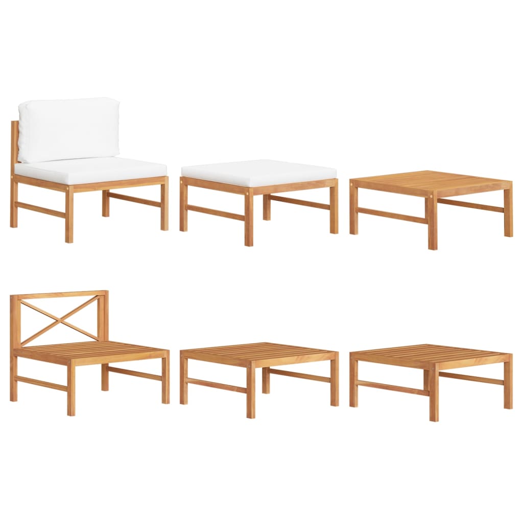 3-Tlg. Garten-Lounge-Set Mit Kissen Teakholz