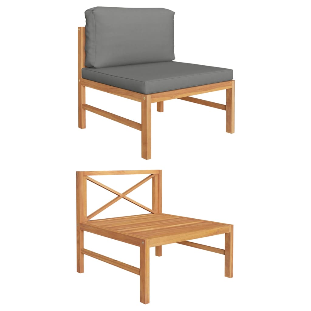 3-Tlg. Garten-Lounge-Set Mit Kissen Teakholz
