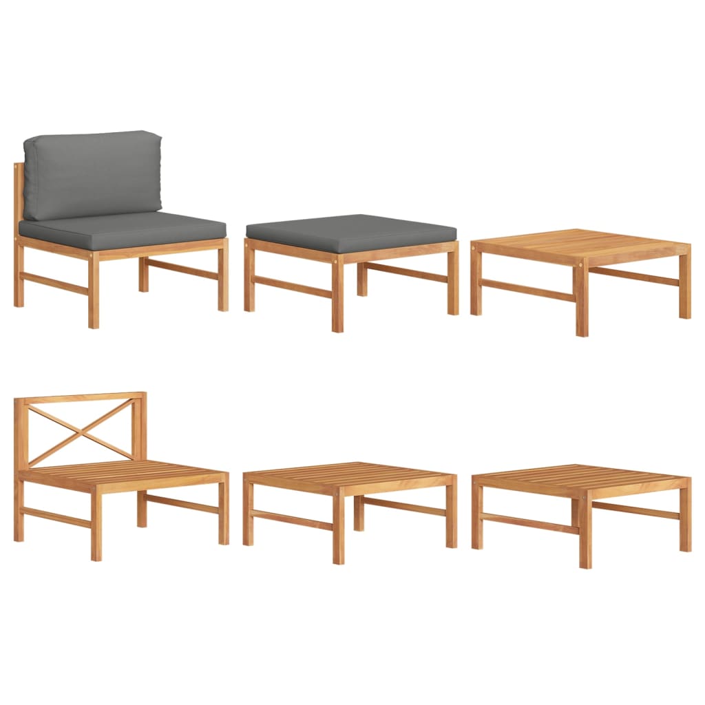 3-Tlg. Garten-Lounge-Set Mit Kissen Teakholz